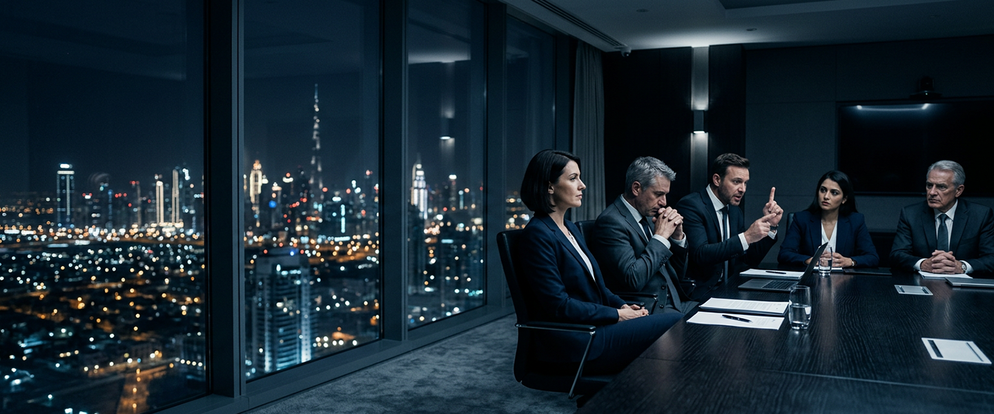 C suite misalignment showing artificial harmony and lack of open communication in leadership teams in Dubai
